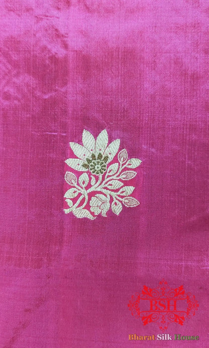 Pure Banarasi Handloom Katan Silk Antique Golden Zari Saree In Shades Of Orange - Bharat Silk House Pure Kataan Silk
