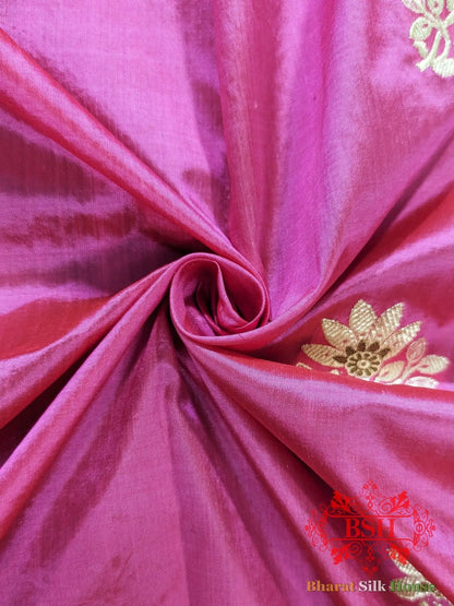 Pure Banarasi Handloom Katan Silk Antique Golden Zari Saree In Shades Of Orange - Bharat Silk House Pure Kataan Silk