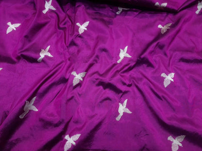 Pure Banarasi Handloom Katan Silk Antique Meena Zari Saree In Shades of Magenta / Red - Bharat Silk House Pure Kataan Silk