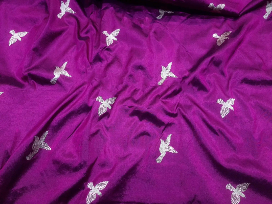 Pure Banarasi Handloom Katan Silk Antique Meena Zari Saree In Shades of Magenta / Red - Bharat Silk House Pure Kataan Silk