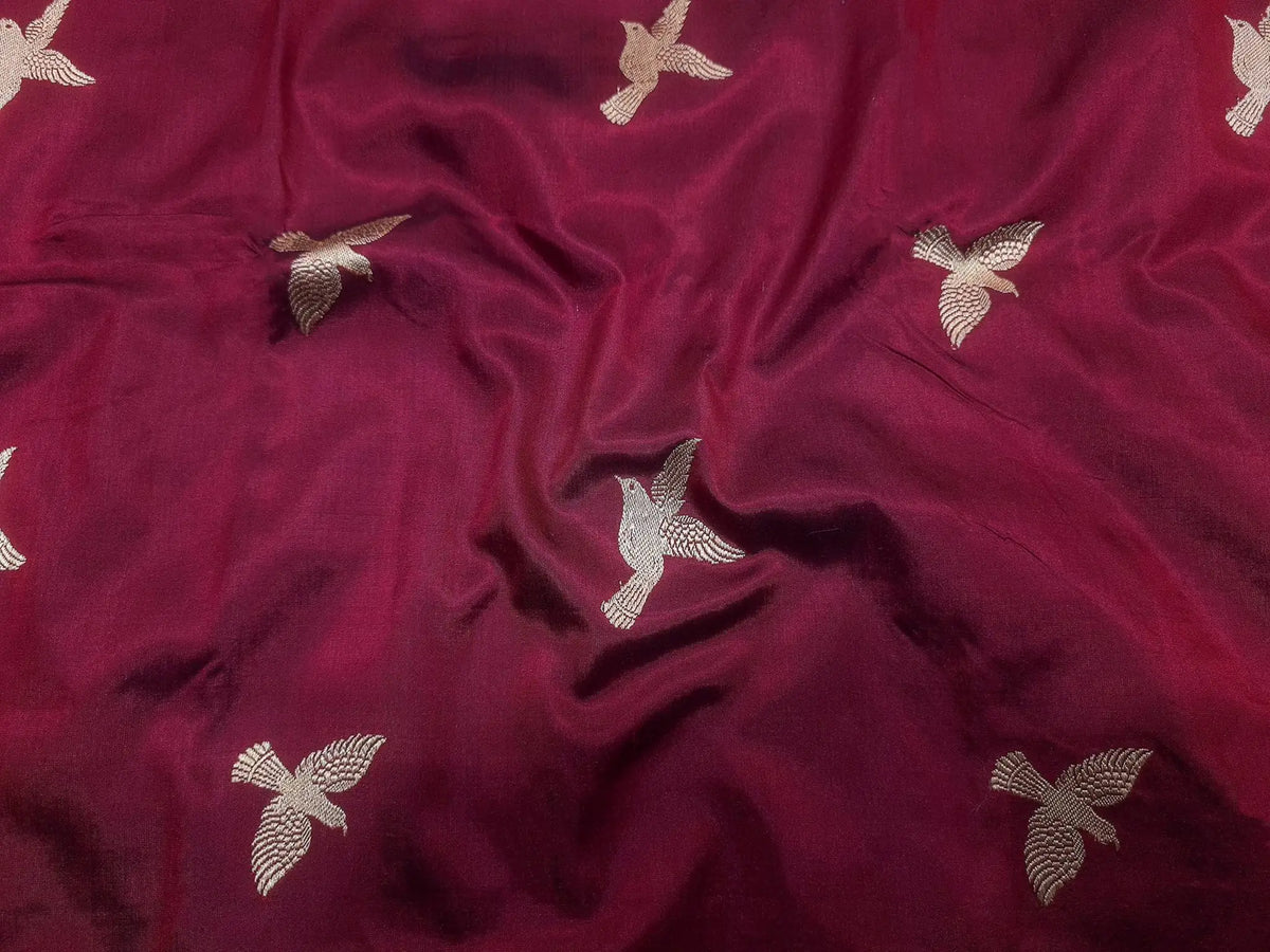 Pure Banarasi Handloom Katan Silk Antique Meena Zari Saree In Shades of Maroon/Red - Bharat Silk House Pure Kataan Silk