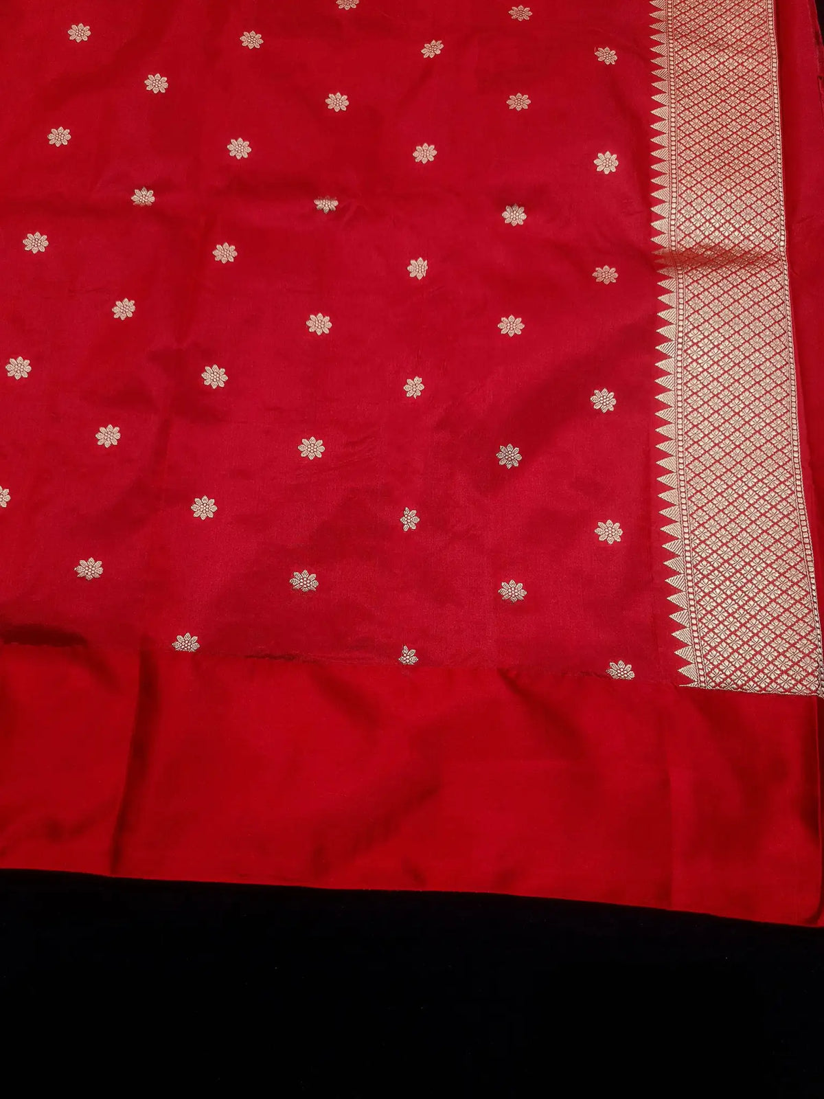 Pure Banarasi Handloom Katan Silk Antique Meena Zari Saree In Shades of Maroon/Red - Bharat Silk House Pure Kataan Silk