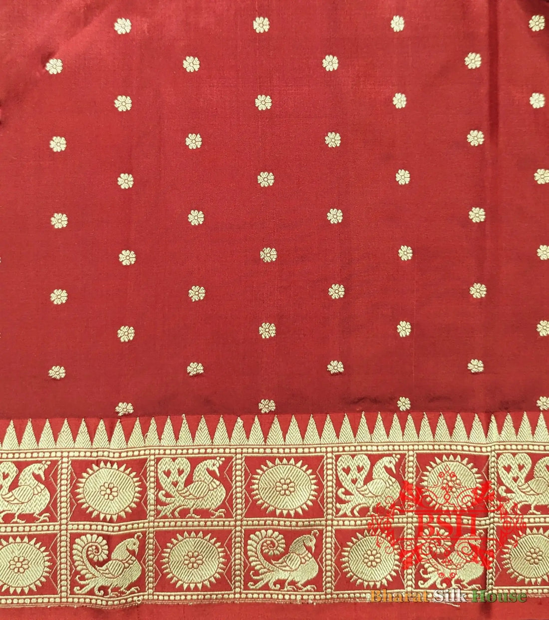 Pure Banarasi Handloom Katan Silk Antique Zari Saree In Shades Of Black With Red Border - Bharat Silk House Pure Kataan Silk