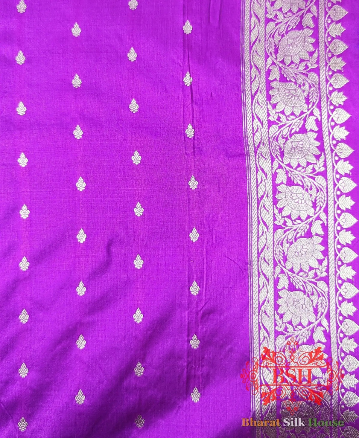 Pure Banarasi Handloom Katan Silk Antique Zari Saree In Shades Of Blue - Bharat Silk House Pure Kataan Silk