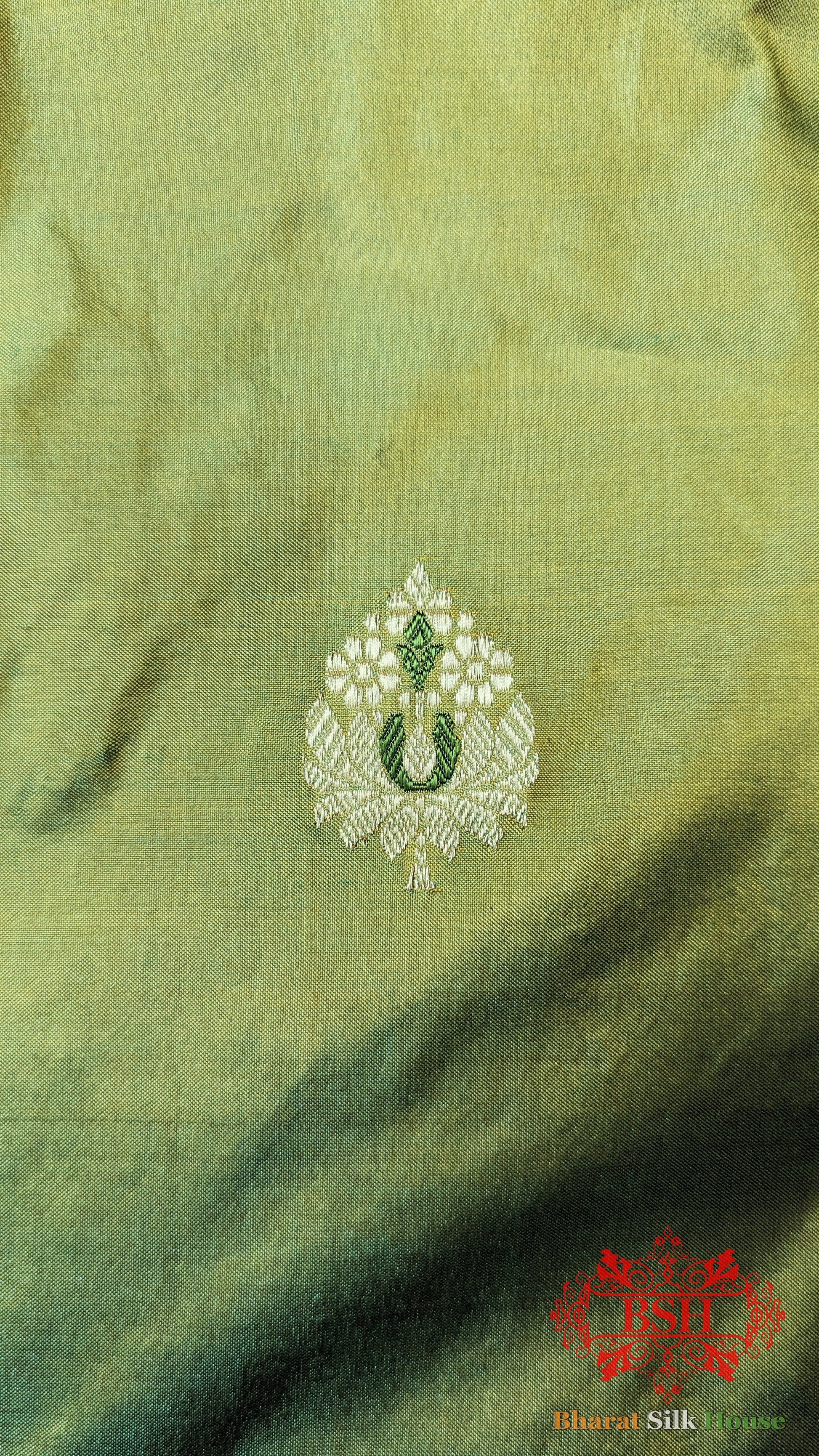 Pure Banarasi Handloom Katan Silk Antique Zari Saree In Shades Of Cross Color - Bharat Silk House