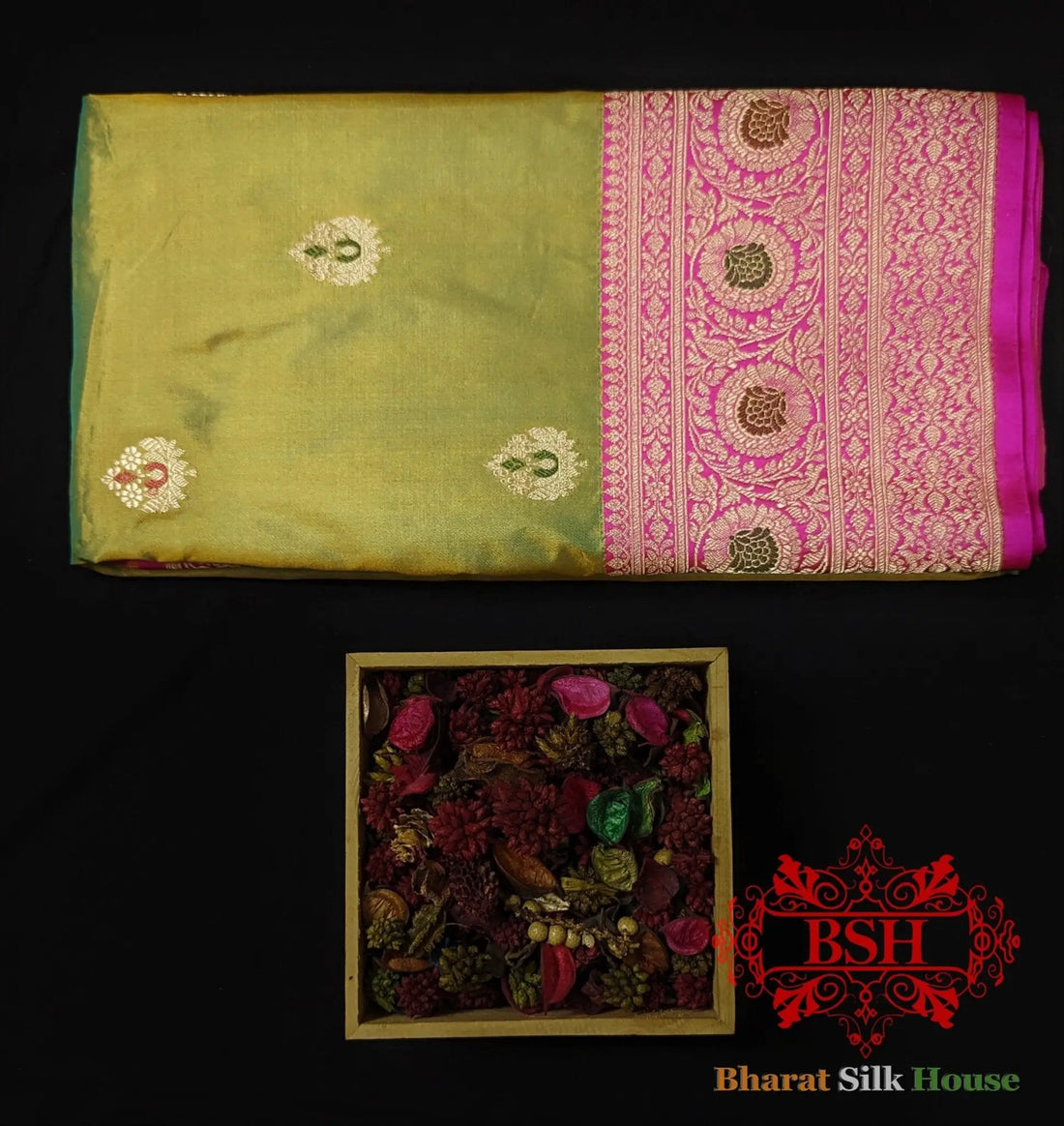 Pure Banarasi Handloom Katan Silk Antique Zari Saree In Shades Of Cross Color - Bharat Silk House Pure Kataan Silk