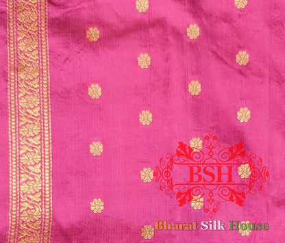 Pure Banarasi Handloom Katan Silk Antique Zari Saree In Shades Of Cross Color - Bharat Silk House Pure Kataan Silk