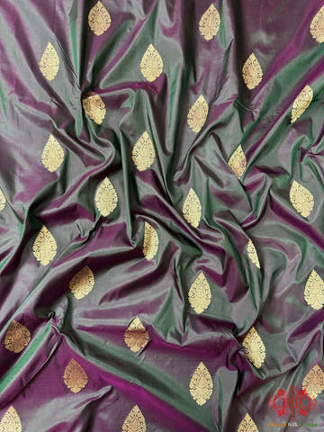 Pure Banarasi Handloom Katan Silk Antique Zari Saree In Shades Of Cross Colour - Bharat Silk House Pure Kataan Silk