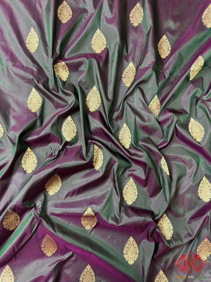 Pure Banarasi Handloom Katan Silk Antique Zari Saree In Shades Of Cross Colour - Bharat Silk House Pure Kataan Silk