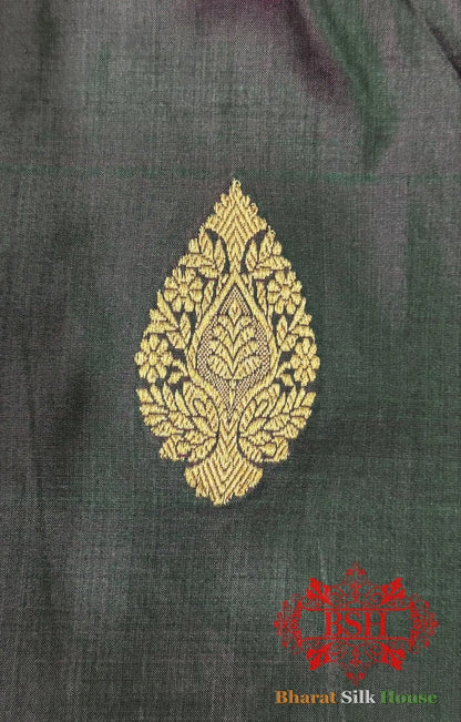 Pure Banarasi Handloom Katan Silk Antique Zari Saree In Shades Of Cross Colour - Bharat Silk House Pure Kataan Silk