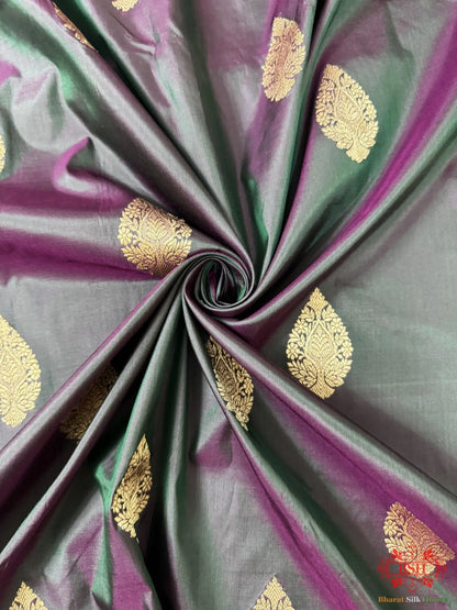 Pure Banarasi Handloom Katan Silk Antique Zari Saree In Shades Of Cross Colour - Bharat Silk House Pure Kataan Silk