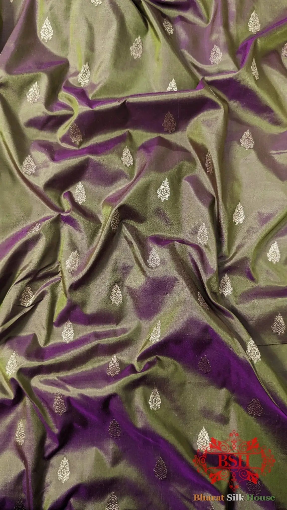 Pure Banarasi Handloom Katan Silk Antique Zari Saree In Shades Of Cross Colour - Bharat Silk House Pure Kataan Silk