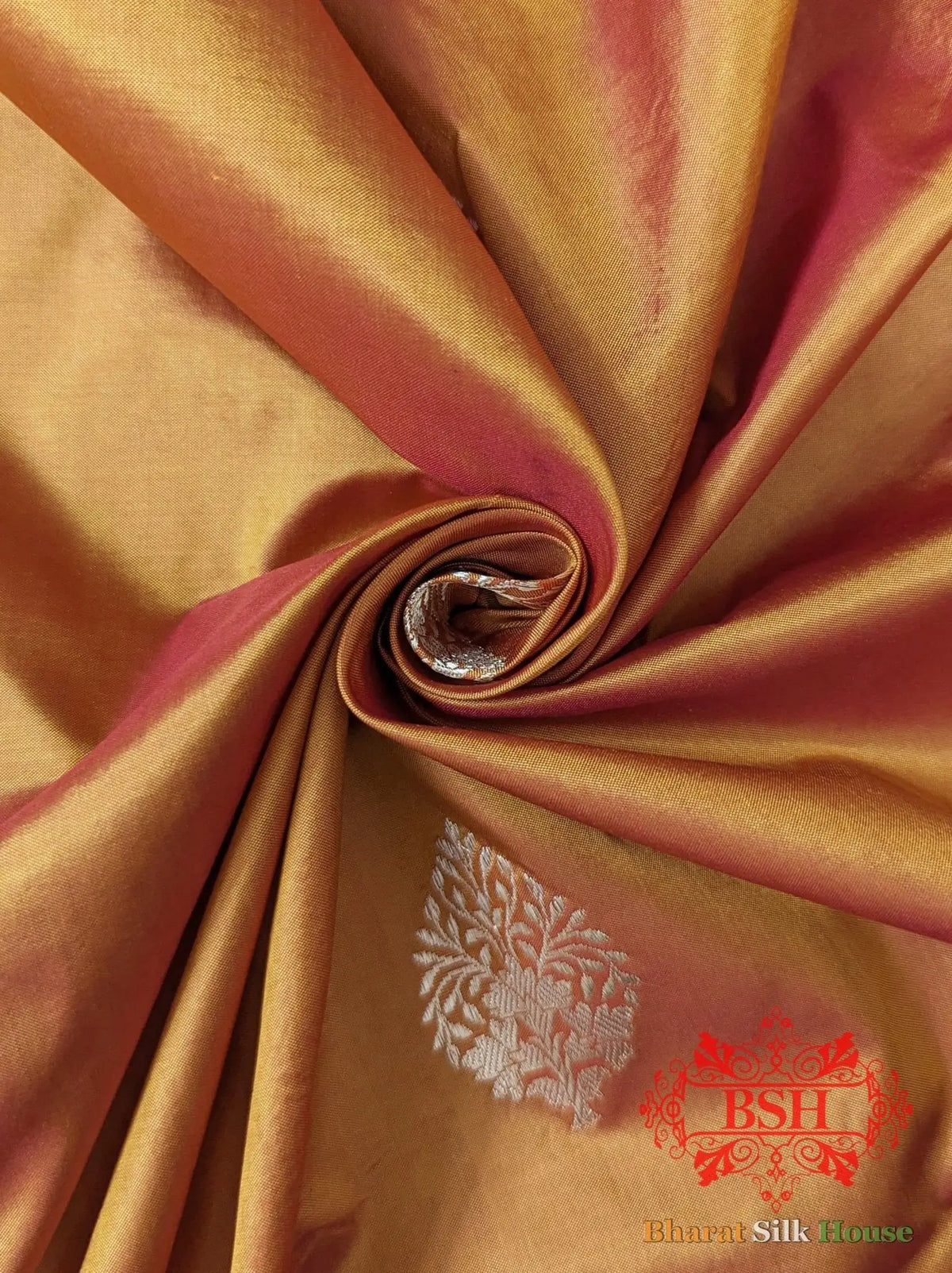 Pure Banarasi Handloom Katan Silk Antique Zari Saree In Shades Of Cross Colour - Bharat Silk House Pure Kataan Silk