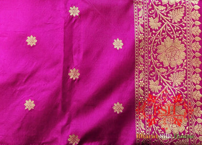 Pure Banarasi Handloom Katan Silk Antique Zari Saree In Shades Of Cross Colour - Bharat Silk House Pure Kataan Silk