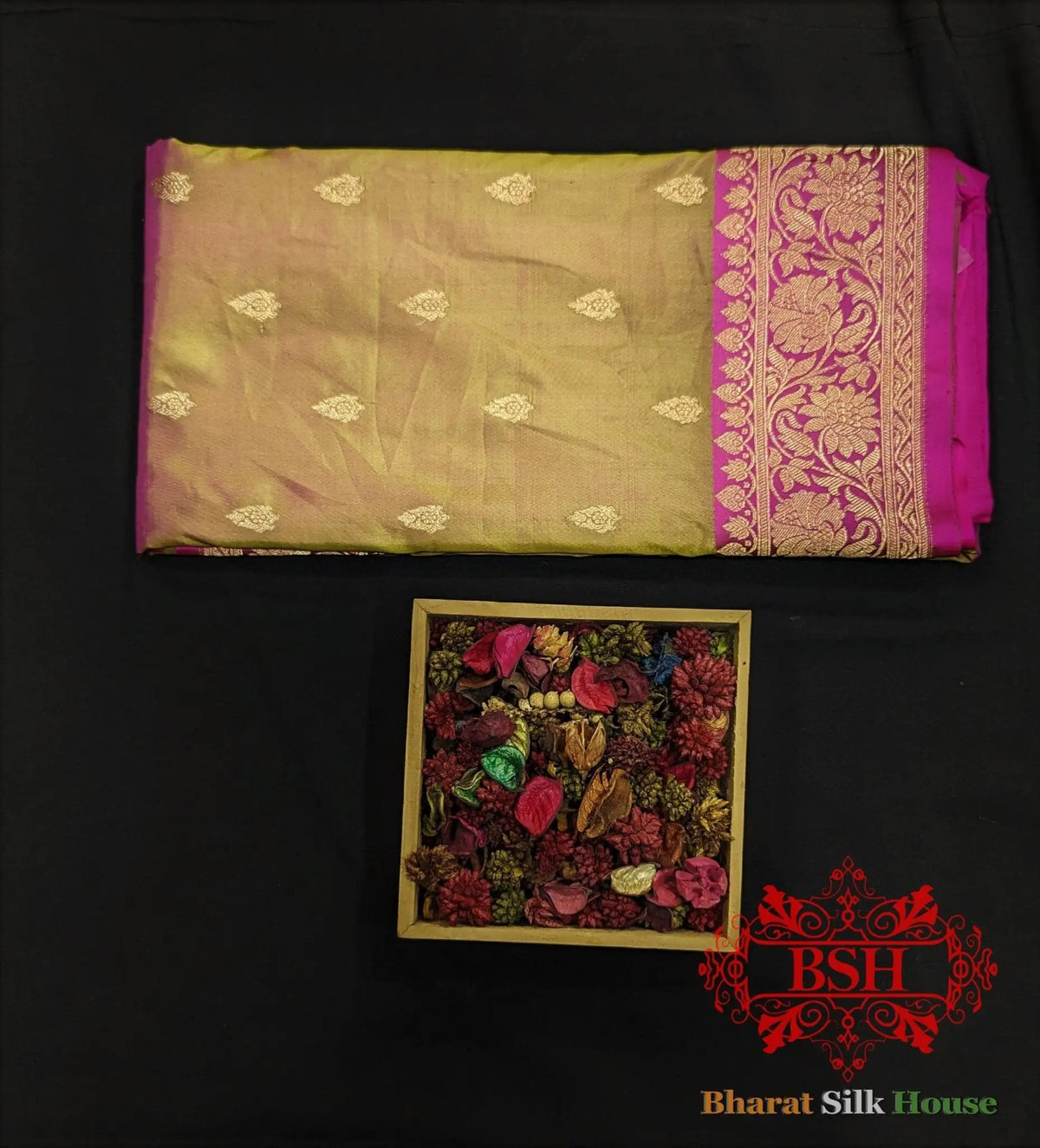 Pure Banarasi Handloom Katan Silk Antique Zari Saree In Shades Of Cross Colour - Bharat Silk House Pure Kataan Silk