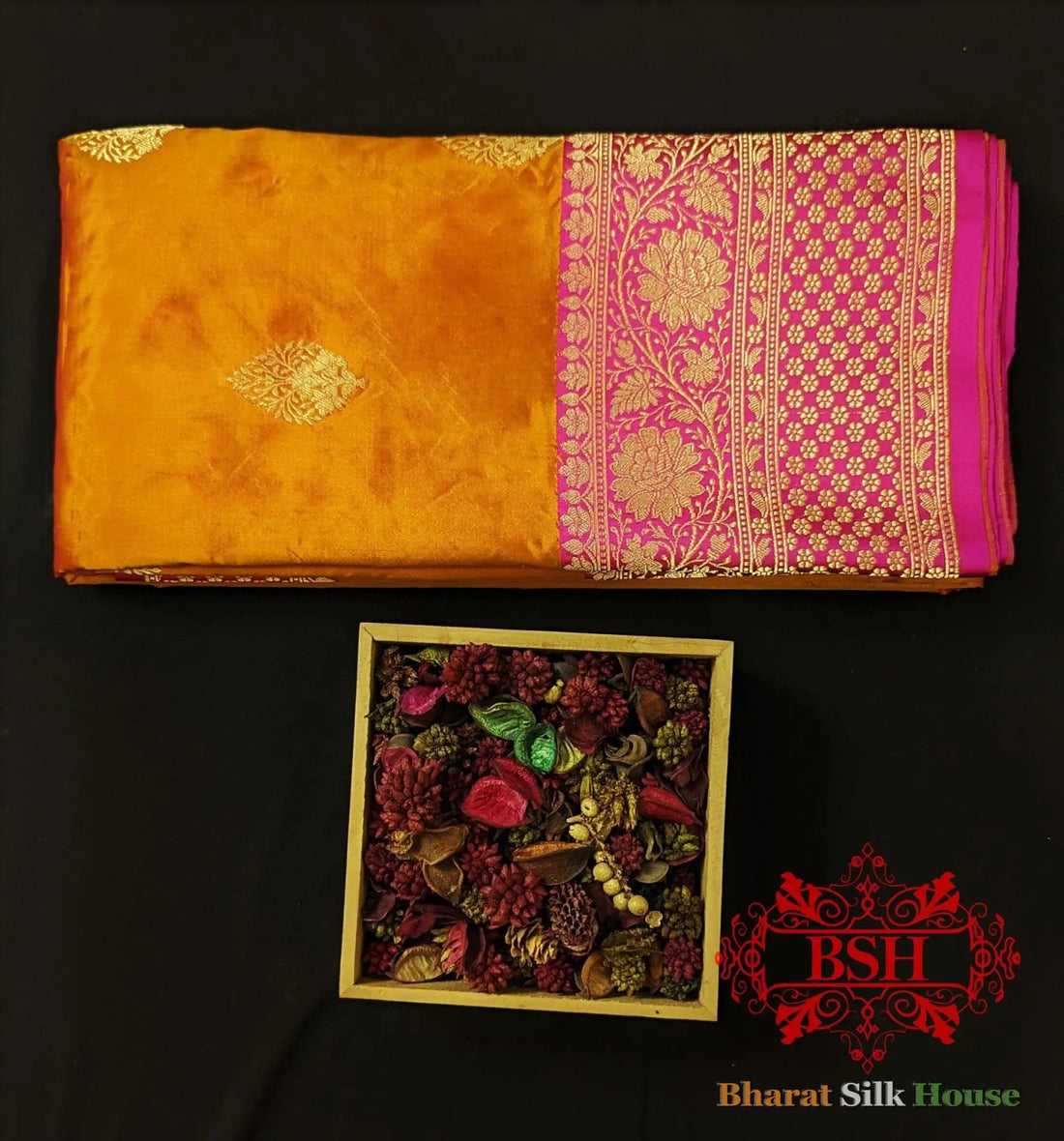Pure Banarasi Handloom Katan Silk Antique Zari Saree In Shades Of Cross Colour - Bharat Silk House Pure Kataan Silk