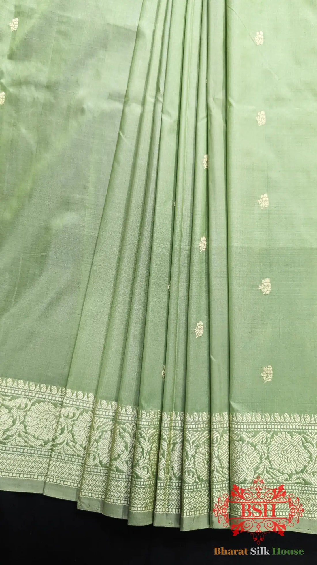 Pure Banarasi Handloom Katan Silk Antique Zari Saree In Shades Of Dark Pis - Bharat Silk House Pure Kataan Silk