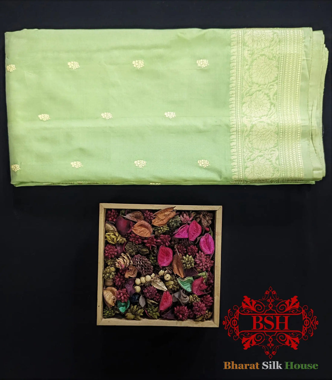 Pure Banarasi Handloom Katan Silk Antique Zari Saree In Shades Of Dark Pis - Bharat Silk House Pure Kataan Silk