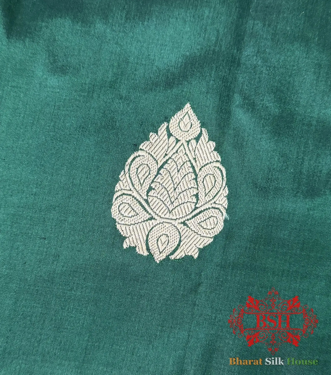 Pure Banarasi Handloom Katan Silk Antique Zari Saree In Shades Of Green - Bharat Silk House Pure Kataan Silk