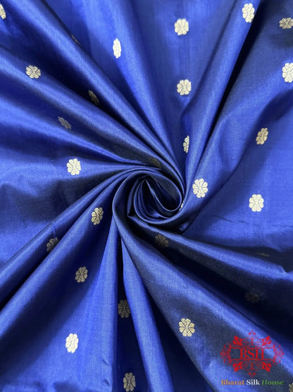 Pure Banarasi Handloom Katan Silk Antique Zari Saree In Shades Of Navy Blue - Bharat Silk House Pure Kataan Silk