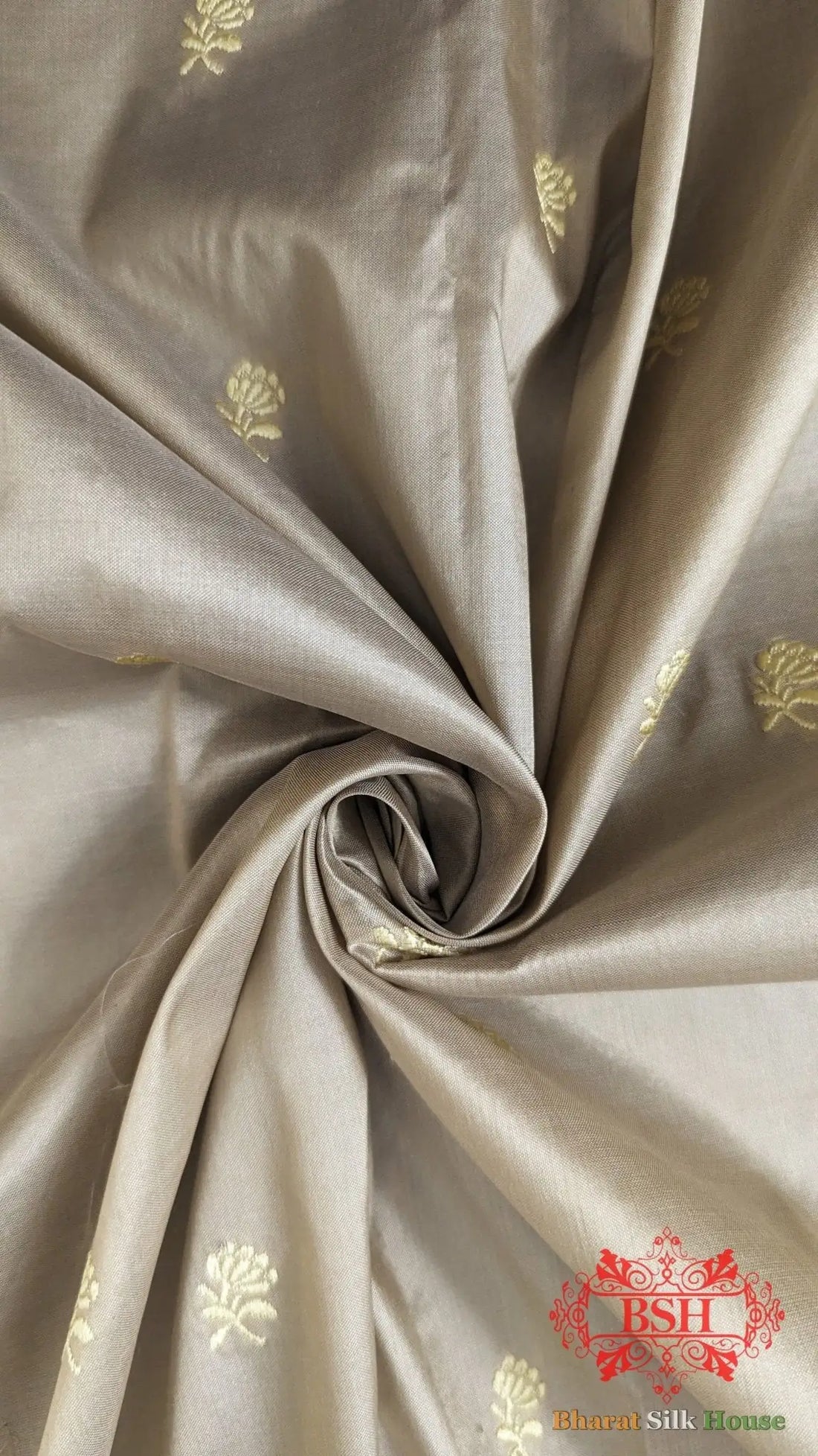 Pure Banarasi Handloom Katan Silk Antique Zari Saree In Shades Of Off White - Bharat Silk House Pure Kataan Silk