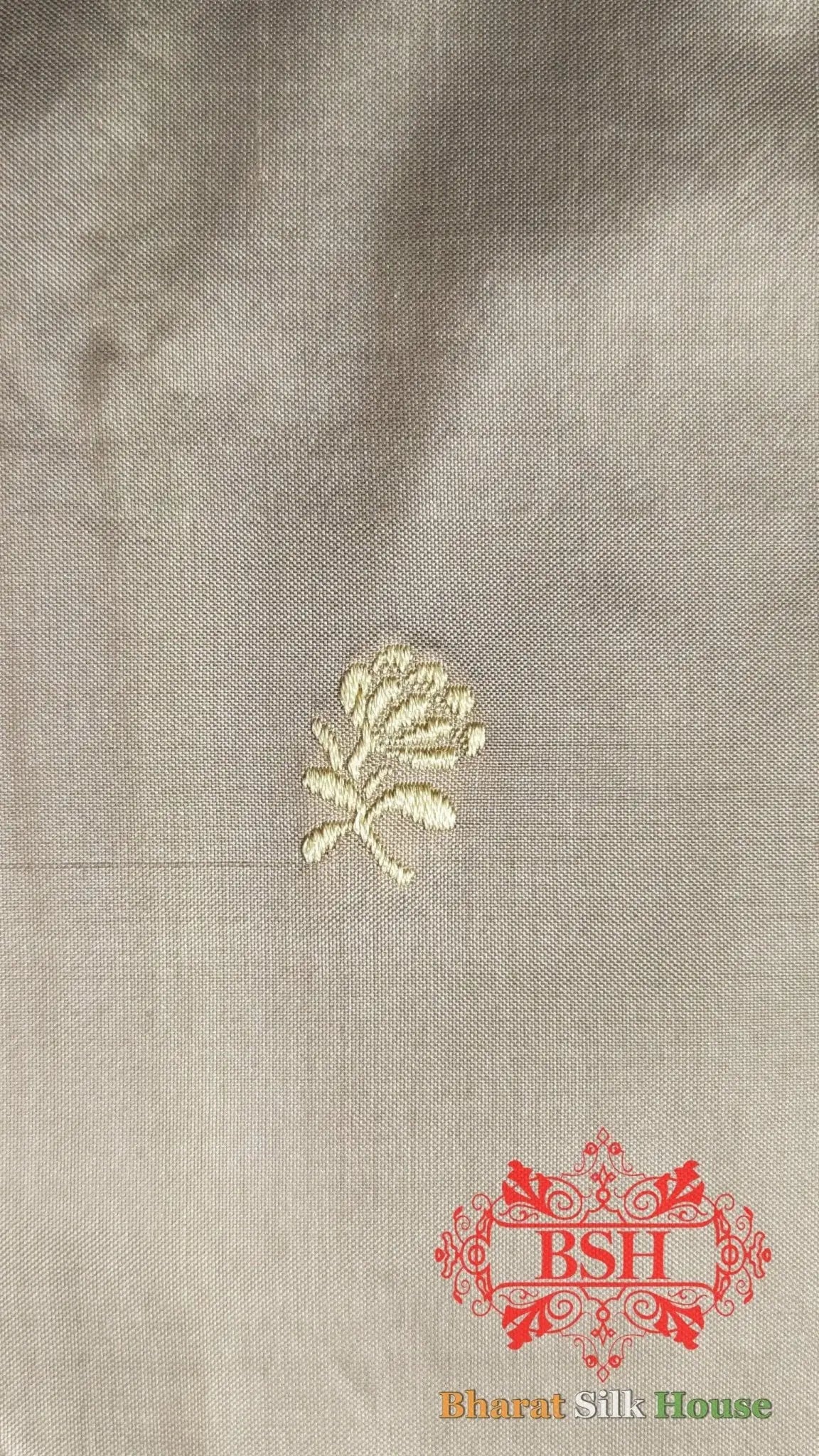 Pure Banarasi Handloom Katan Silk Antique Zari Saree In Shades Of Off White - Bharat Silk House Pure Kataan Silk