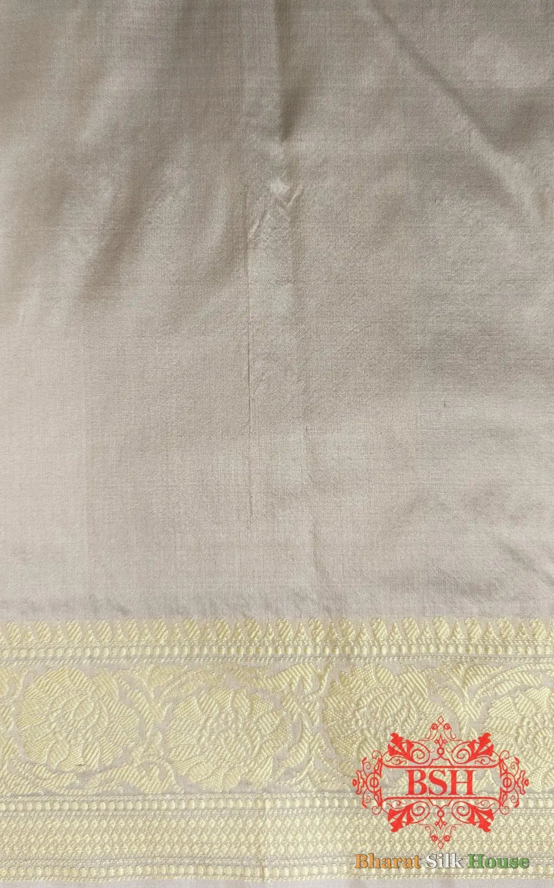Pure Banarasi Handloom Katan Silk Antique Zari Saree In Shades Of Off White - Bharat Silk House Pure Kataan Silk