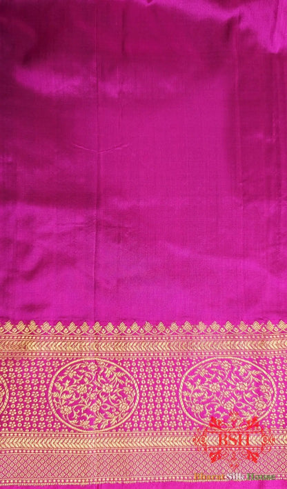 Pure Banarasi Handloom Katan Silk Antique Zari Saree In Shades Of Parrot Green - Bharat Silk House Pure Kataan Silk
