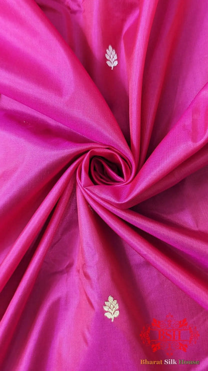 Pure Banarasi Handloom Katan Silk Antique Zari Saree In Shades Of Pink - Bharat Silk House Pure Kataan Silk