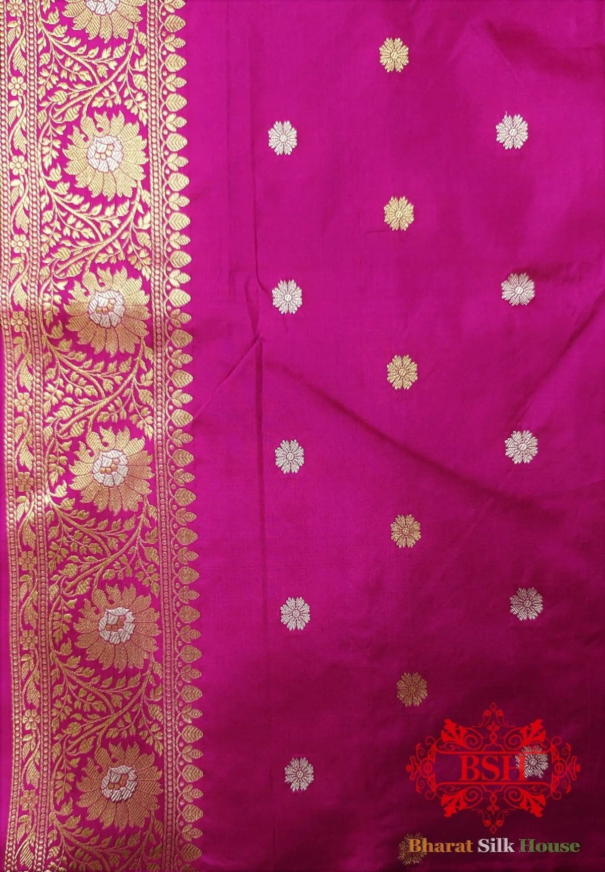 Pure Banarasi Handloom Katan Silk Antique Zari Saree In Shades Of Pink - Bharat Silk House Pure Kataan Silk