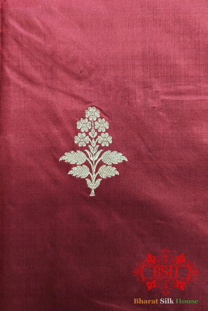 Pure Banarasi Handloom Katan Silk Antique Zari Saree In Shades Of Pink - Bharat Silk House Pure Kataan Silk
