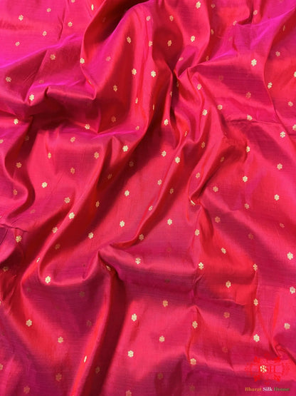 Pure Banarasi Handloom Katan Silk Antique Zari Saree In Shades Of Pink - Bharat Silk House Pure Kataan Silk