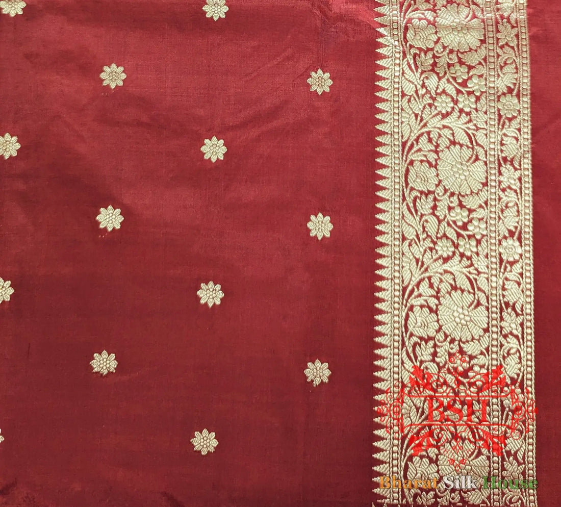 Pure Banarasi Handloom Katan Silk Antique Zari Saree In Shades Of Pink - Bharat Silk House Pure Kataan Silk