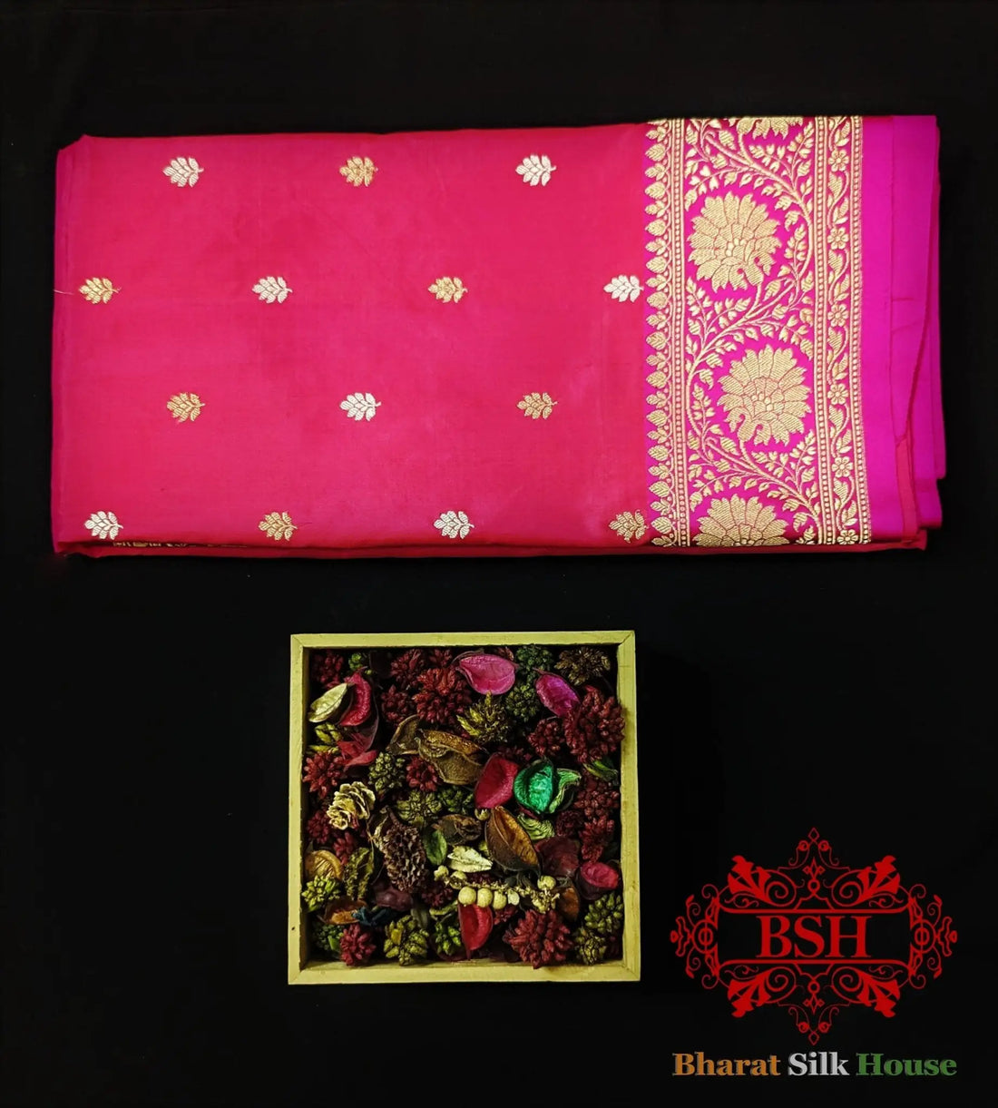 Pure Banarasi Handloom Katan Silk Antique Zari Saree In Shades Of Pink - Bharat Silk House Pure Kataan Silk