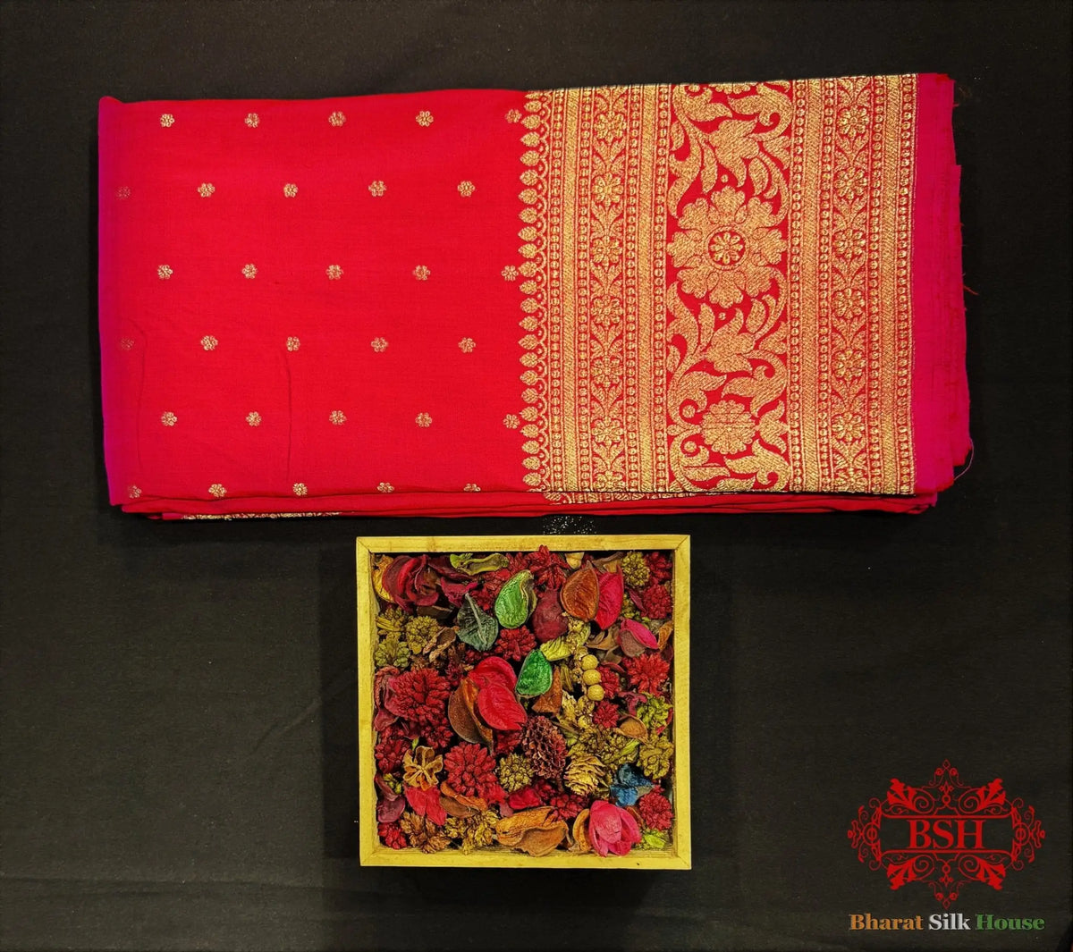 Pure Banarasi Handloom Katan Silk Antique Zari Saree In Shades Of Pink - Bharat Silk House Pure Kataan Silk