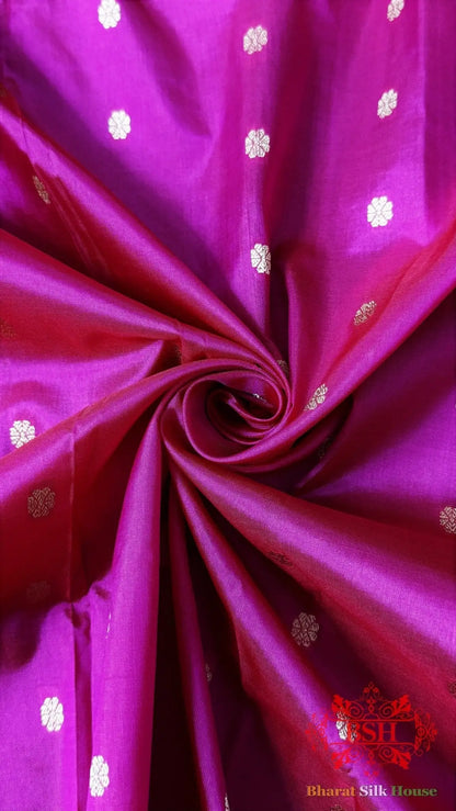 Pure Banarasi Handloom Katan Silk Antique Zari Saree In Shades Of Pink - Bharat Silk House Pure Kataan Silk