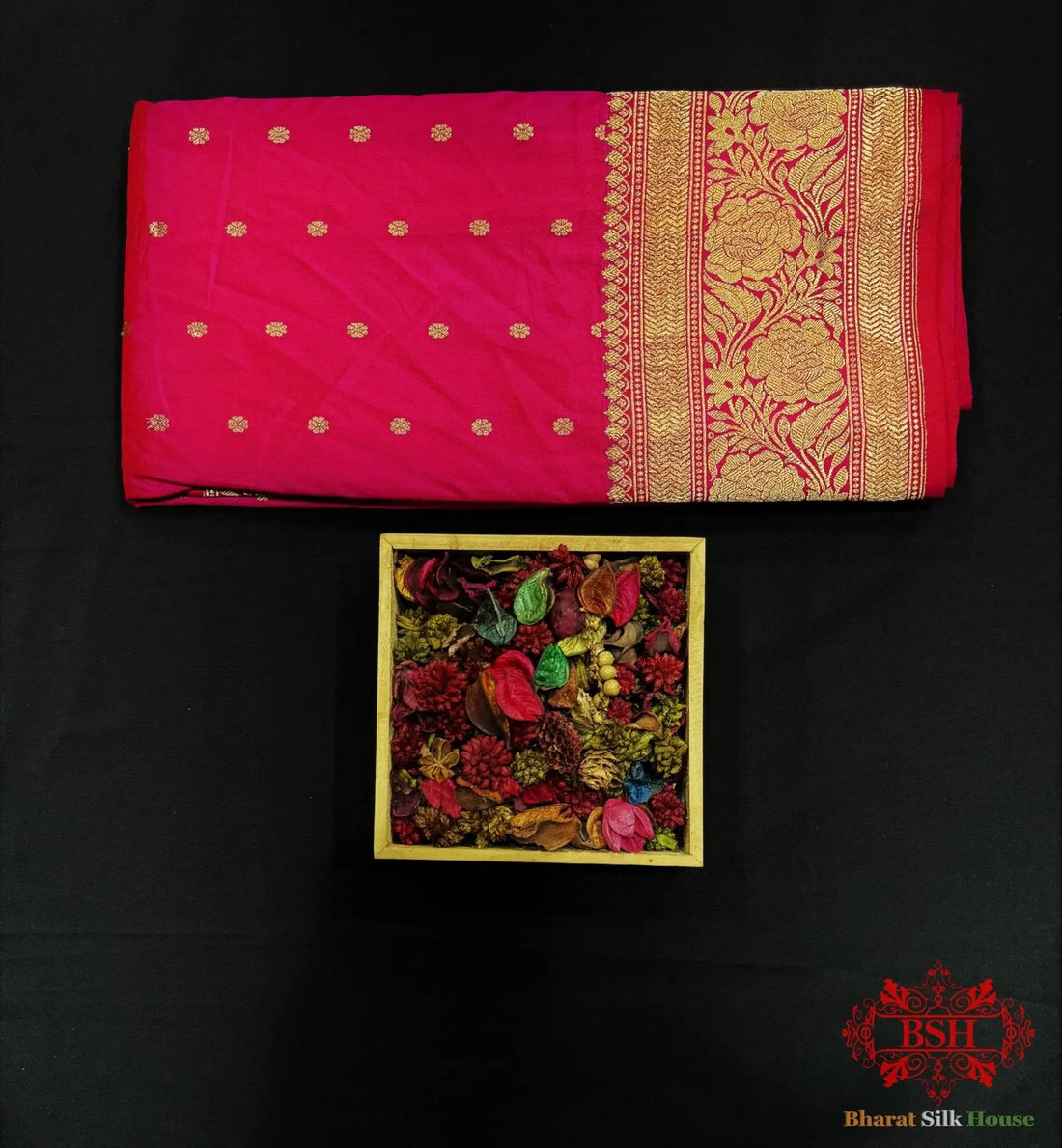 Pure Banarasi Handloom Katan Silk Antique Zari Saree In Shades Of Pink - Bharat Silk House Pure Kataan Silk