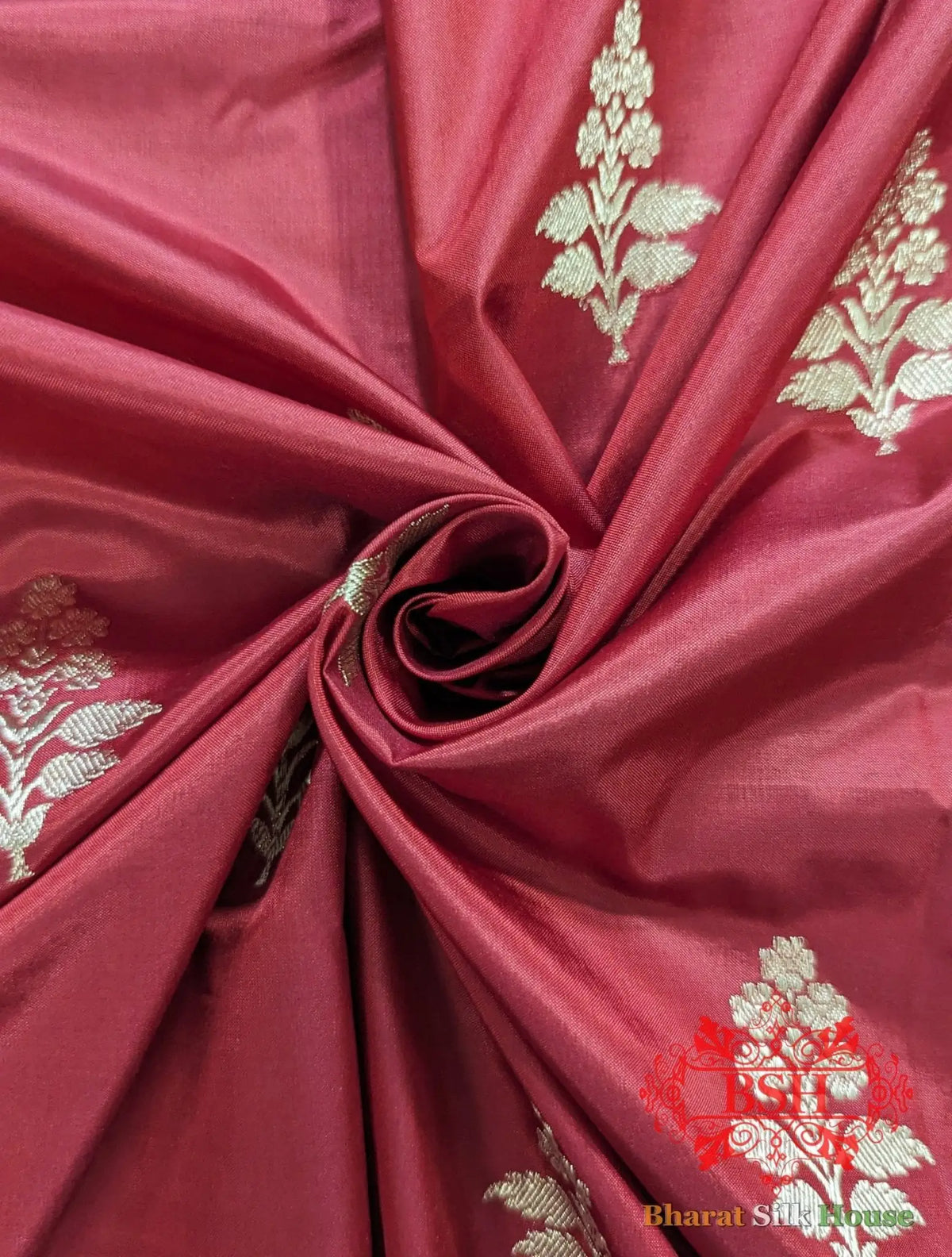 Pure Banarasi Handloom Katan Silk Antique Zari Saree In Shades Of Pink - Bharat Silk House Pure Kataan Silk