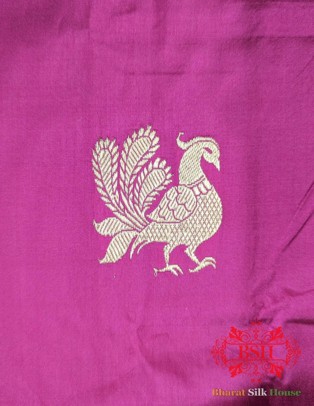 Pure Banarasi Handloom Katan Silk Antique Zari Saree In Shades Of Pink/Royal - Bharat Silk House Pure Kataan Silk