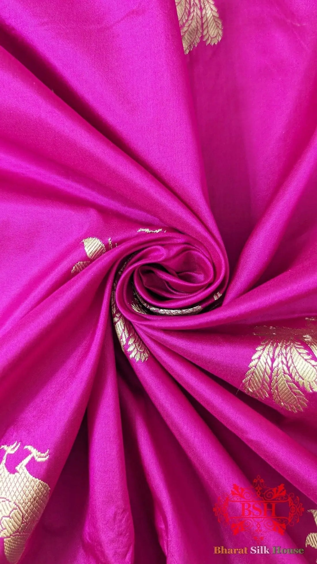Pure Banarasi Handloom Katan Silk Antique Zari Saree In Shades Of Pink/Royal - Bharat Silk House Pure Kataan Silk