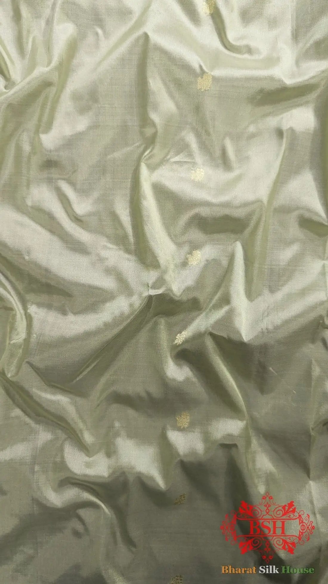 Pure Banarasi Handloom Katan Silk Antique Zari Saree In Shades Of Pista - Bharat Silk House Pure Kataan Silk