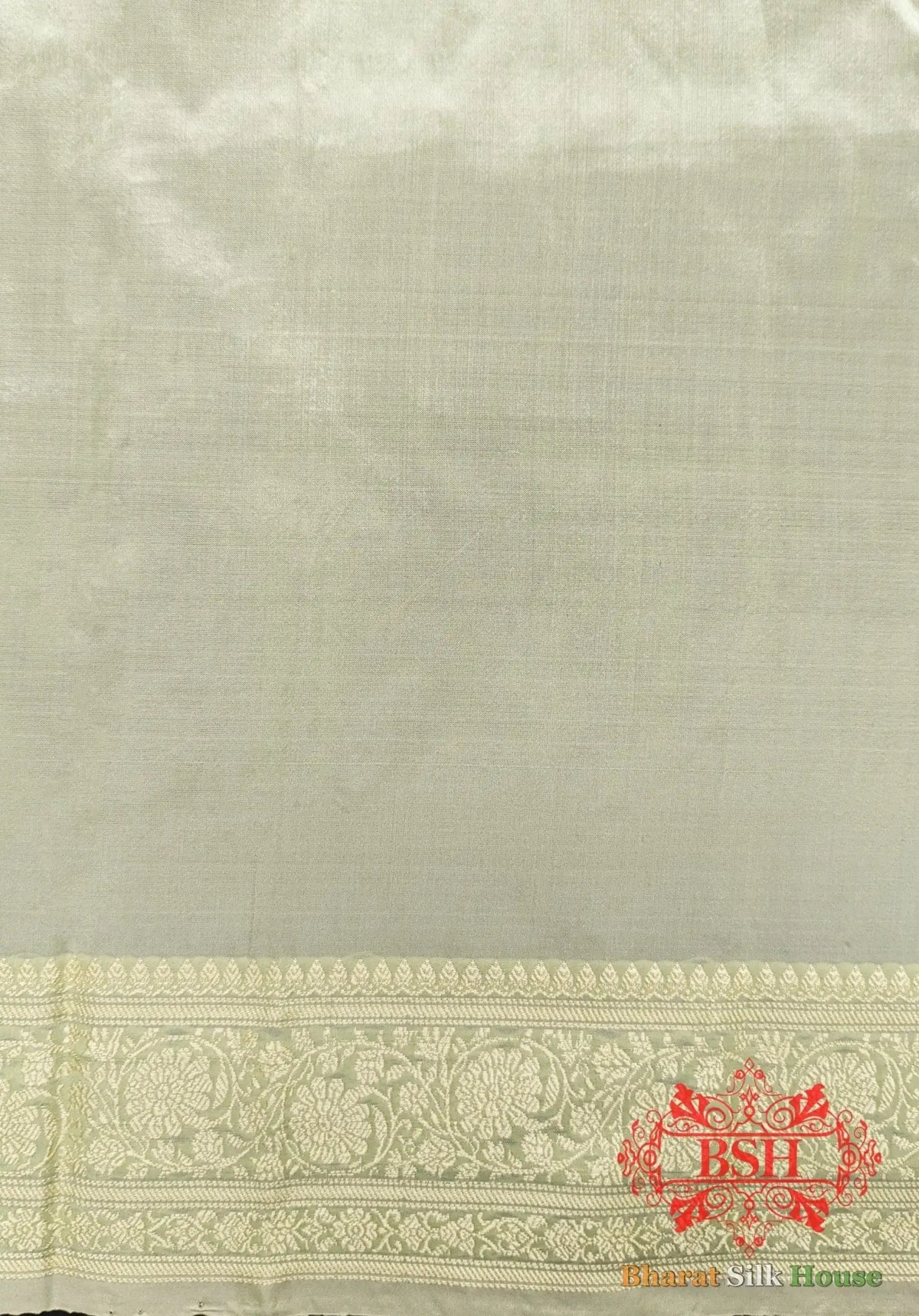 Pure Banarasi Handloom Katan Silk Antique Zari Saree In Shades Of Pista - Bharat Silk House Pure Kataan Silk