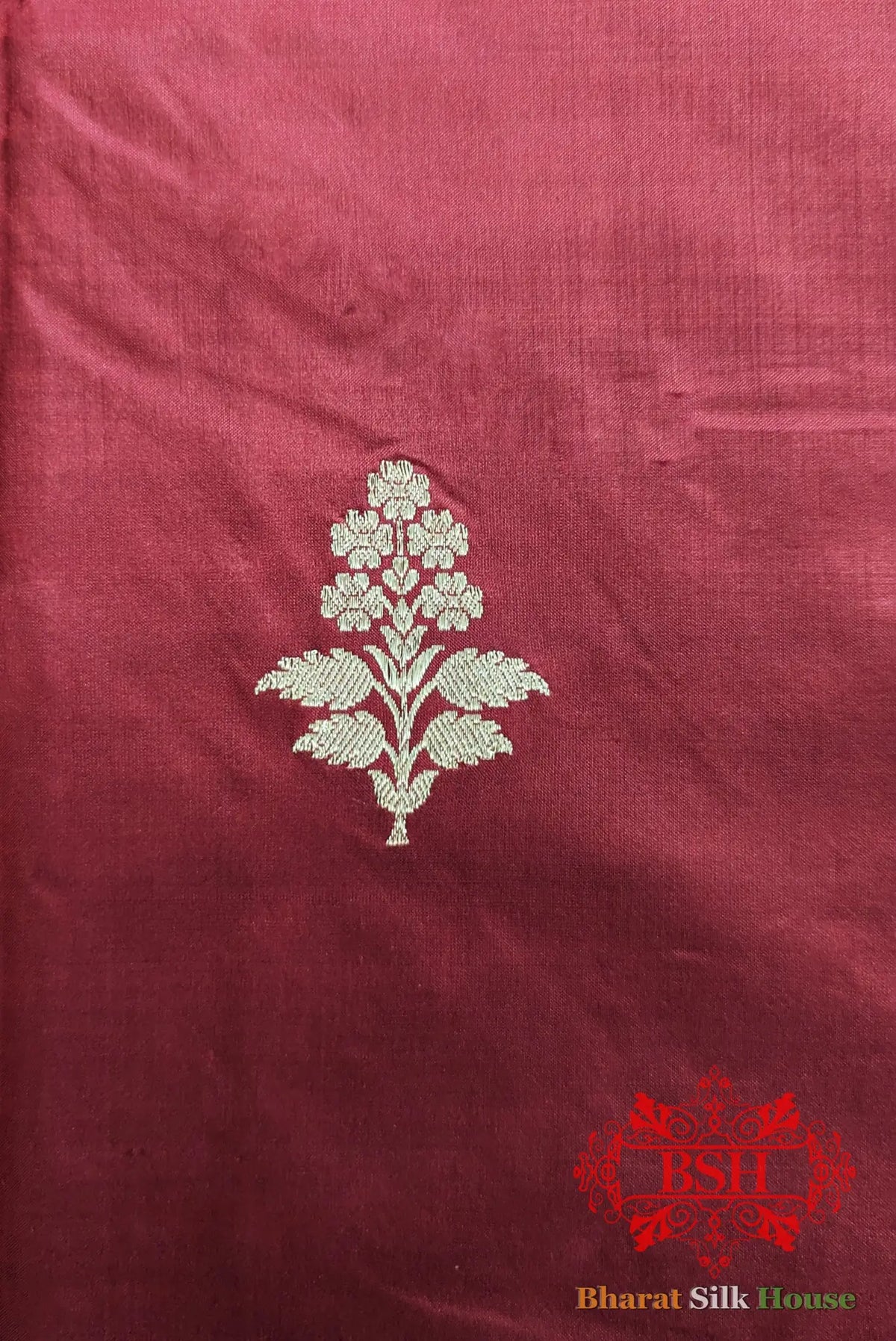 Pure Banarasi Handloom Katan Silk Antique Zari Saree In Shades Of Red - Bharat Silk House Pure Kataan Silk