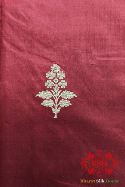 Pure Banarasi Handloom Katan Silk Antique Zari Saree In Shades Of Red - Bharat Silk House Pure Kataan Silk