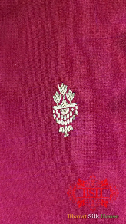 Pure Banarasi Handloom Katan Silk Antique Zari Saree In Shades Of Red - Bharat Silk House Pure Kataan Silk