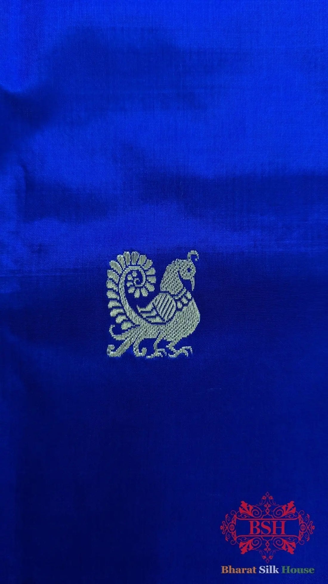 Pure Banarasi Handloom Katan Silk Antique Zari Saree In Shades Of Royal Blue - Bharat Silk House Pure Kataan Silk