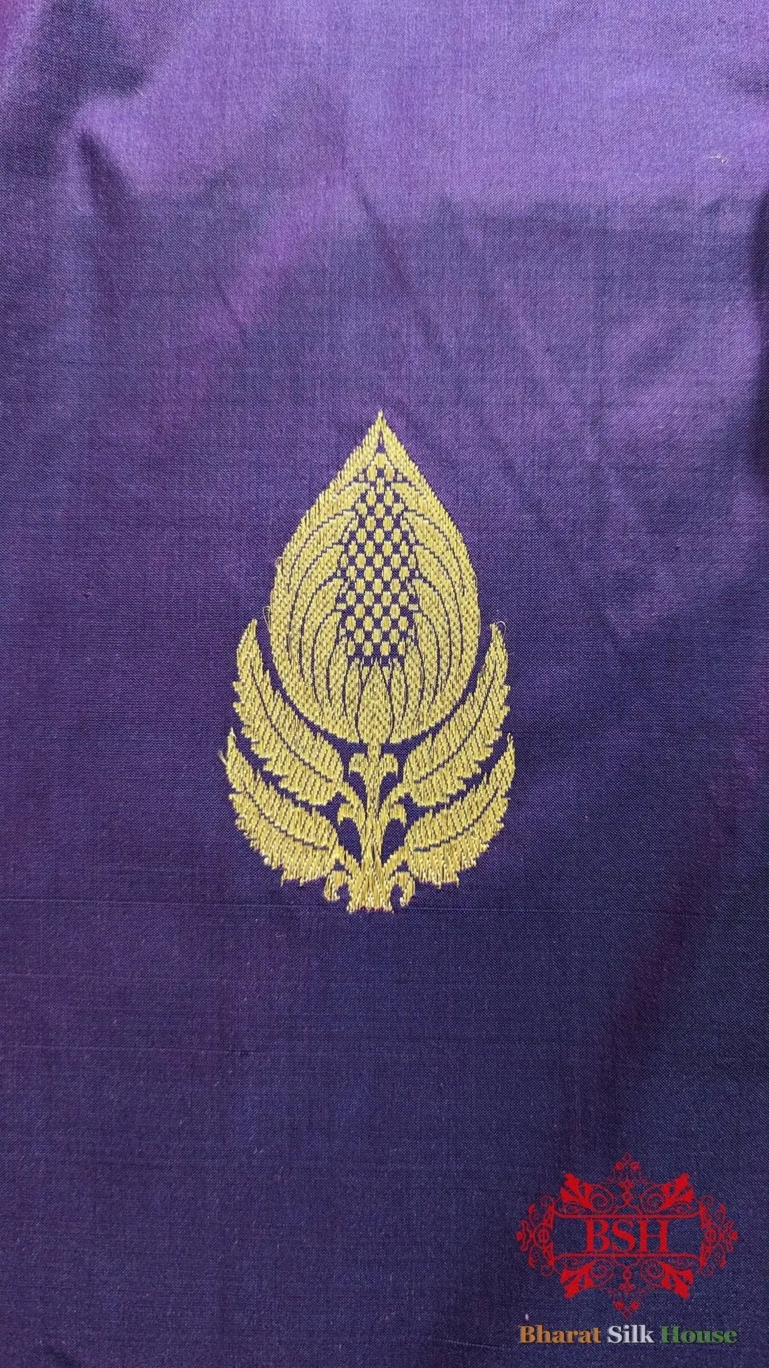 Pure Banarasi Handloom Katan Silk Antique Zari Saree In Shades Of Violet - Bharat Silk House Pure Kataan Silk