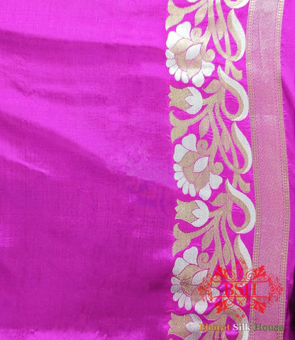 Pure Banarasi Handloom Katan Silk Antique Zari Saree In Shades Of Violet - Bharat Silk House Pure Kataan Silk