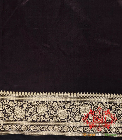Pure Banarasi Handloom Katan Silk Antique Zari Saree In Shades Of Wine - Bharat Silk House Pure Kataan Silk