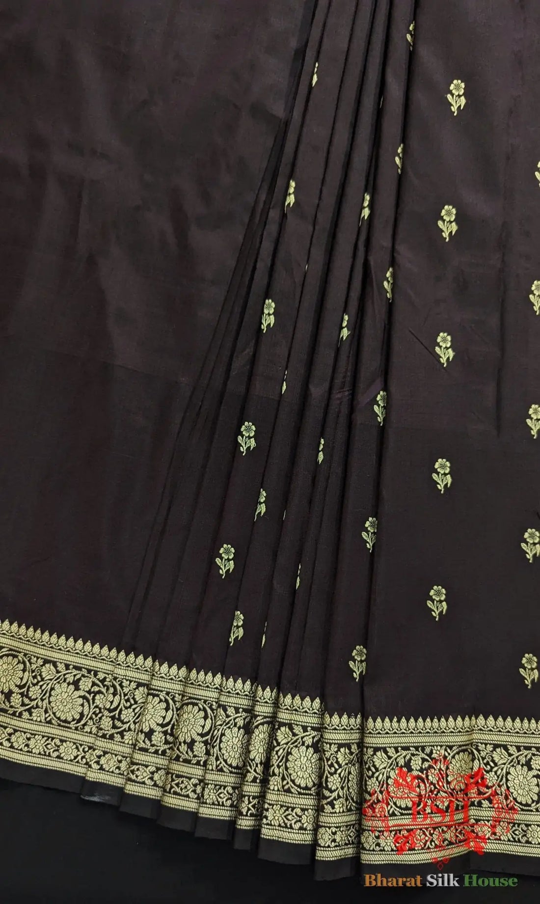 Pure Banarasi Handloom Katan Silk Antique Zari Saree In Shades Of Wine - Bharat Silk House Pure Kataan Silk